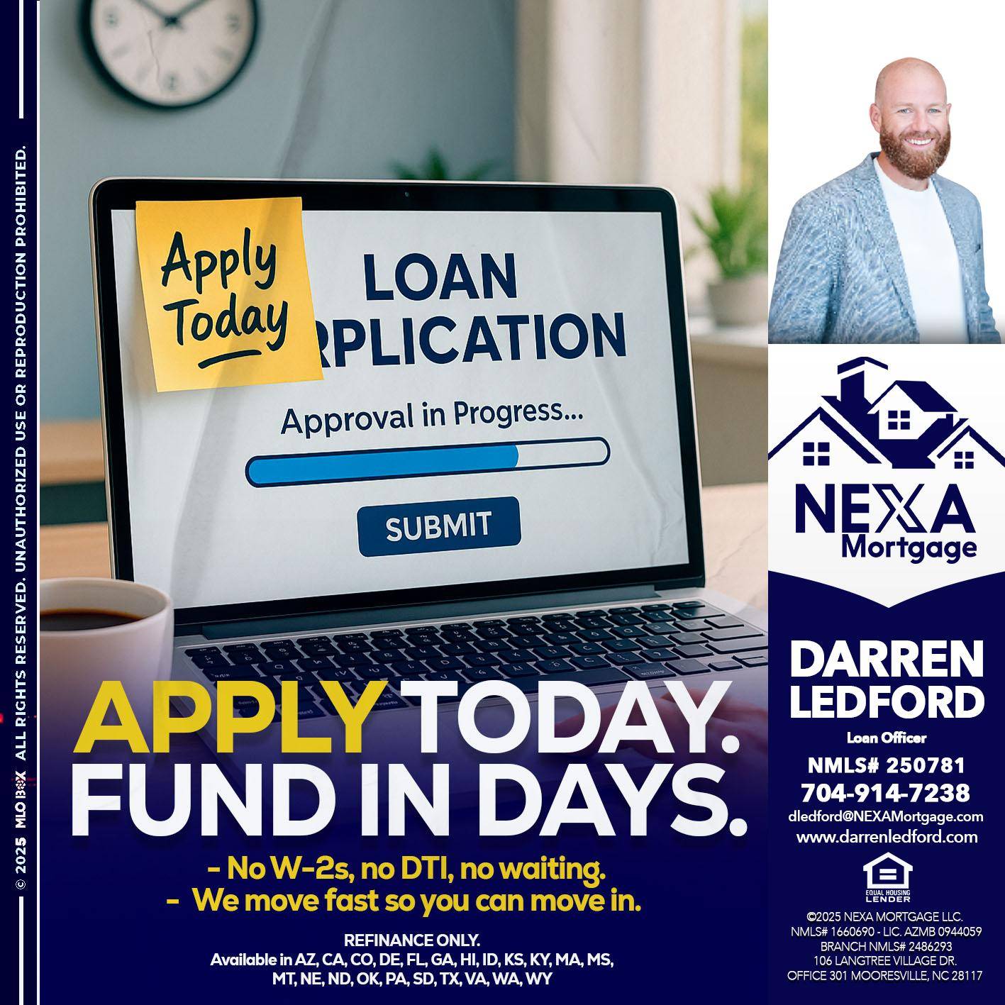APPLY TODAY - Darren Ledford -Loan Officer