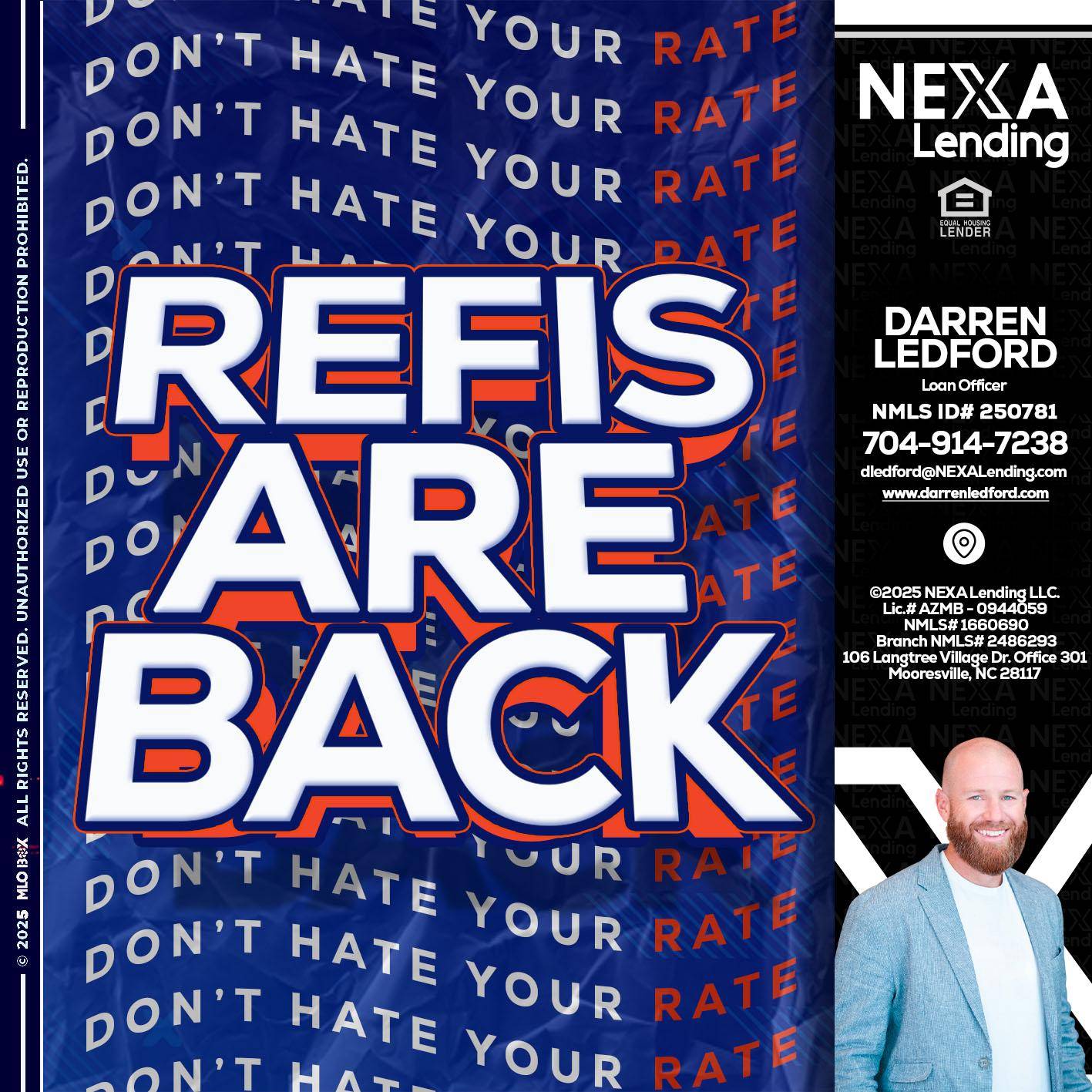 refis are back - Darren Ledford -Loan Officer