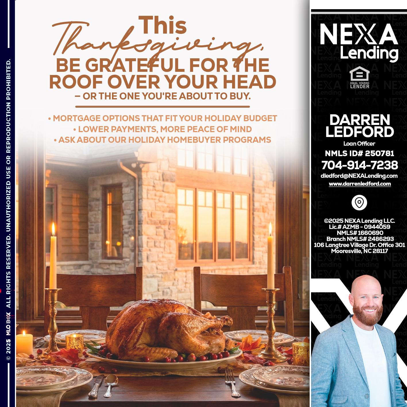 THIS THANKSGIVING - Darren Ledford -Loan Officer