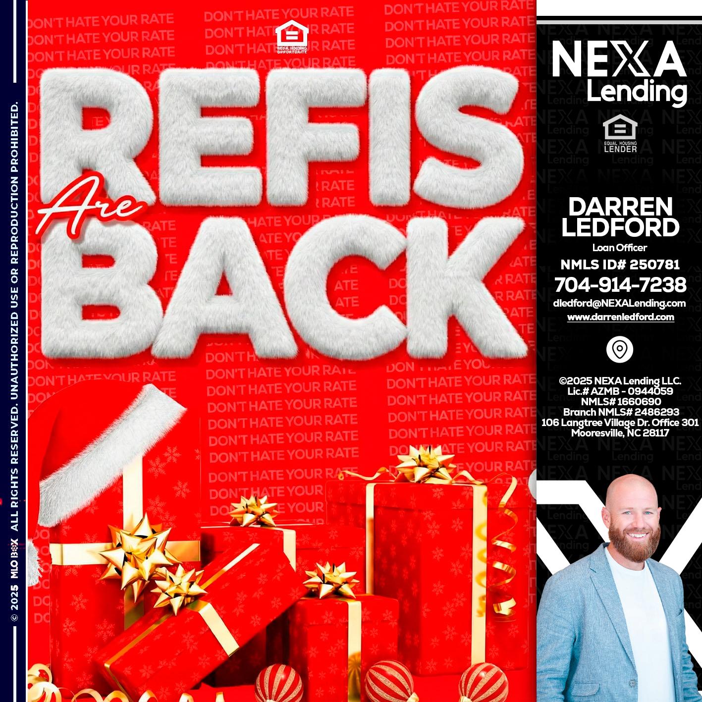 refis are back - Darren Ledford -Loan Officer