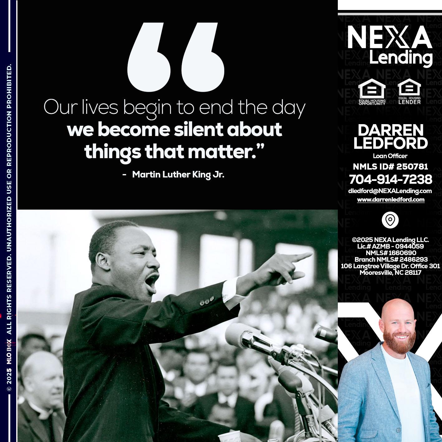 our lives MLK DAY - Darren Ledford -Loan Officer