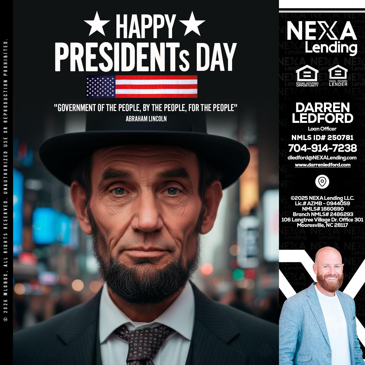 PRESIDENTS DAY - Darren Ledford -Loan Officer