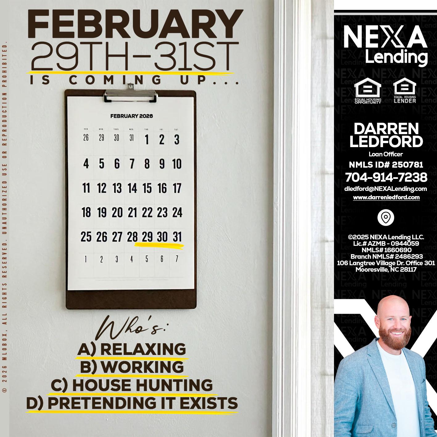 FEBRUARY 29-31 - Darren Ledford -Loan Officer