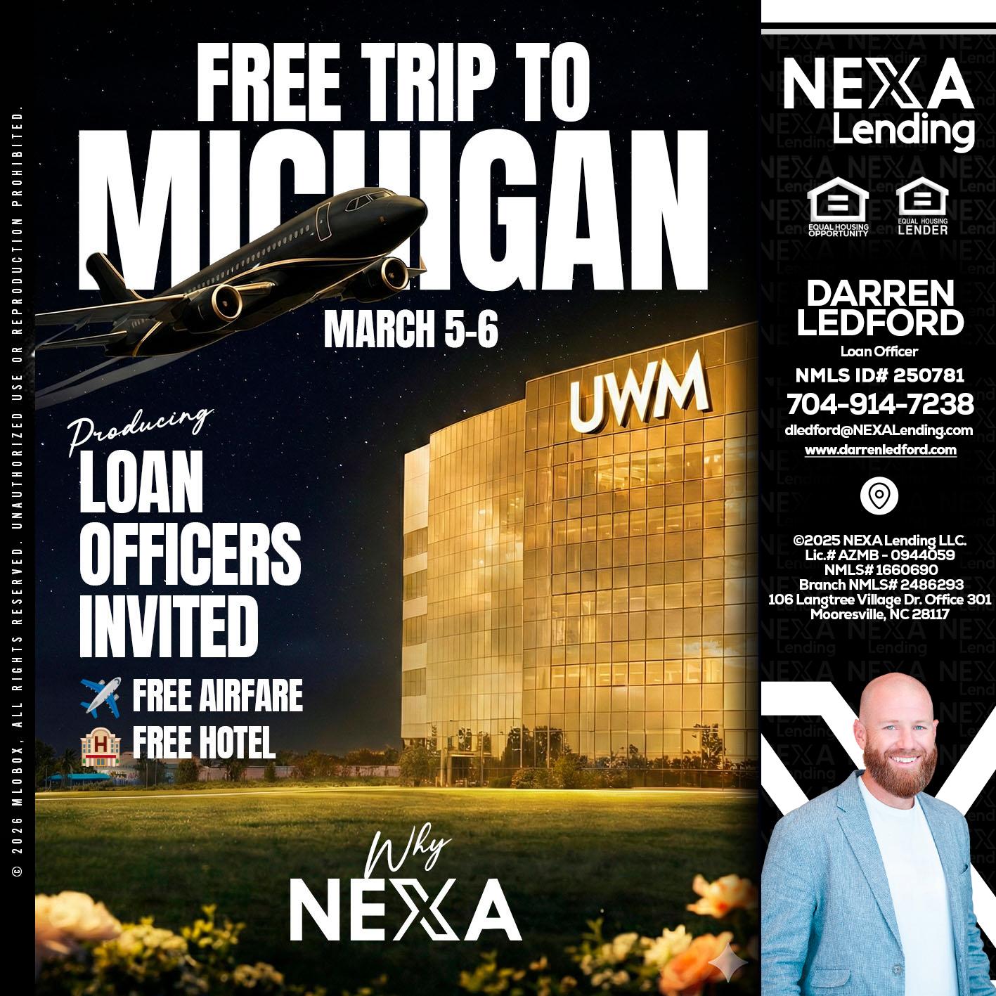 free Michigan trip - Darren Ledford -Loan Officer