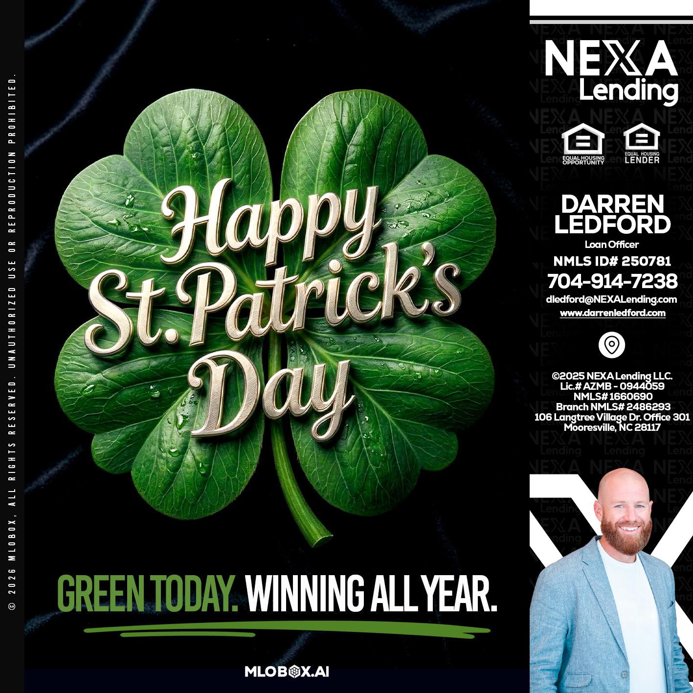 happy st. Patricks day - Darren Ledford -Loan Officer