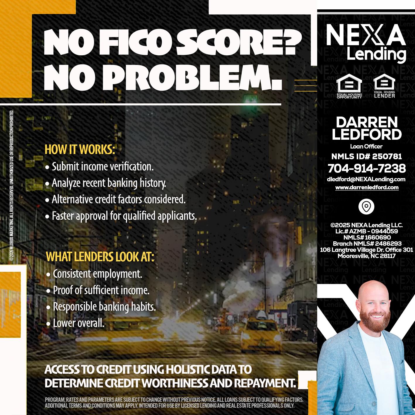 NO FICO SCORE? - Darren Ledford -Loan Officer