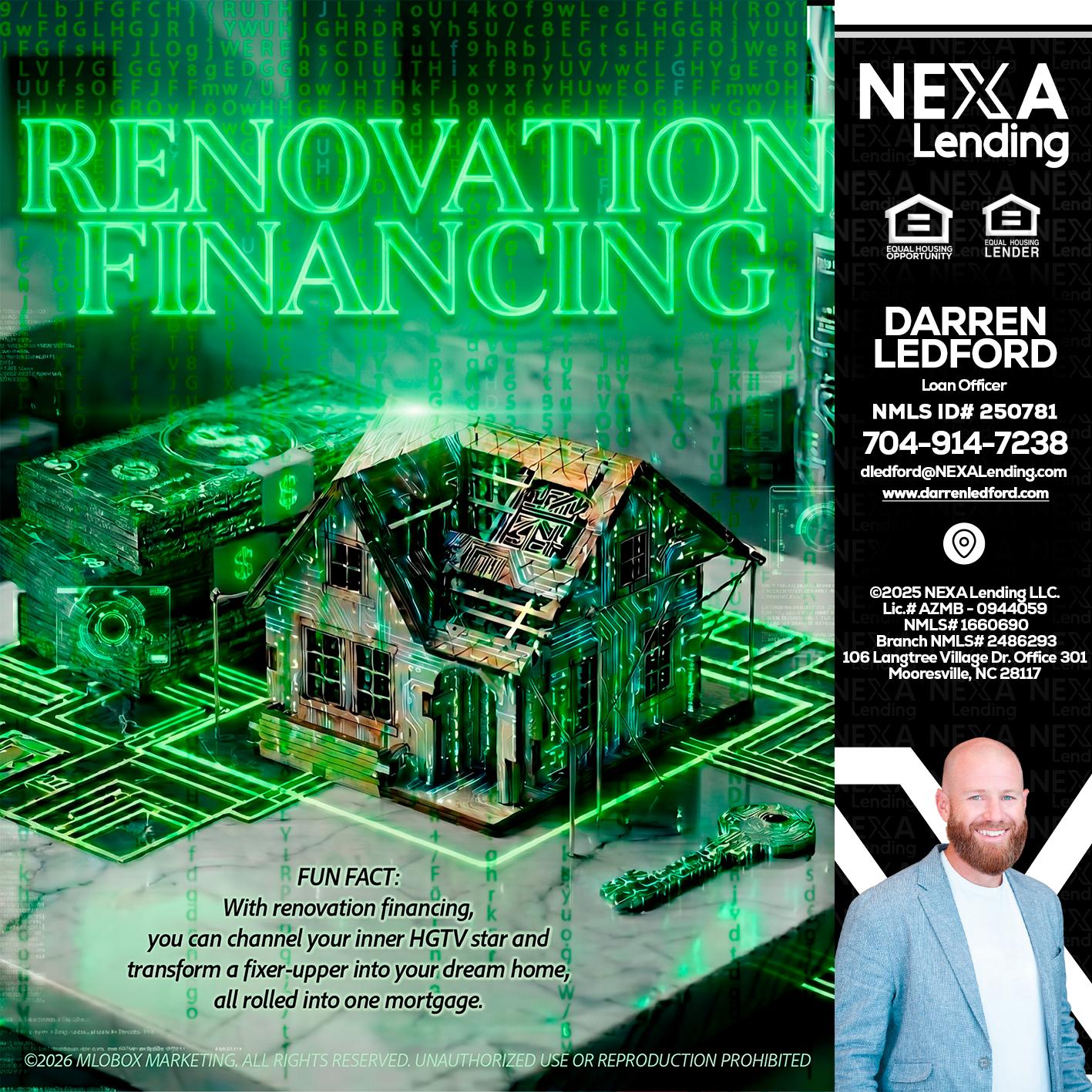 RENOVATION FINANCING - Darren Ledford -Loan Officer
