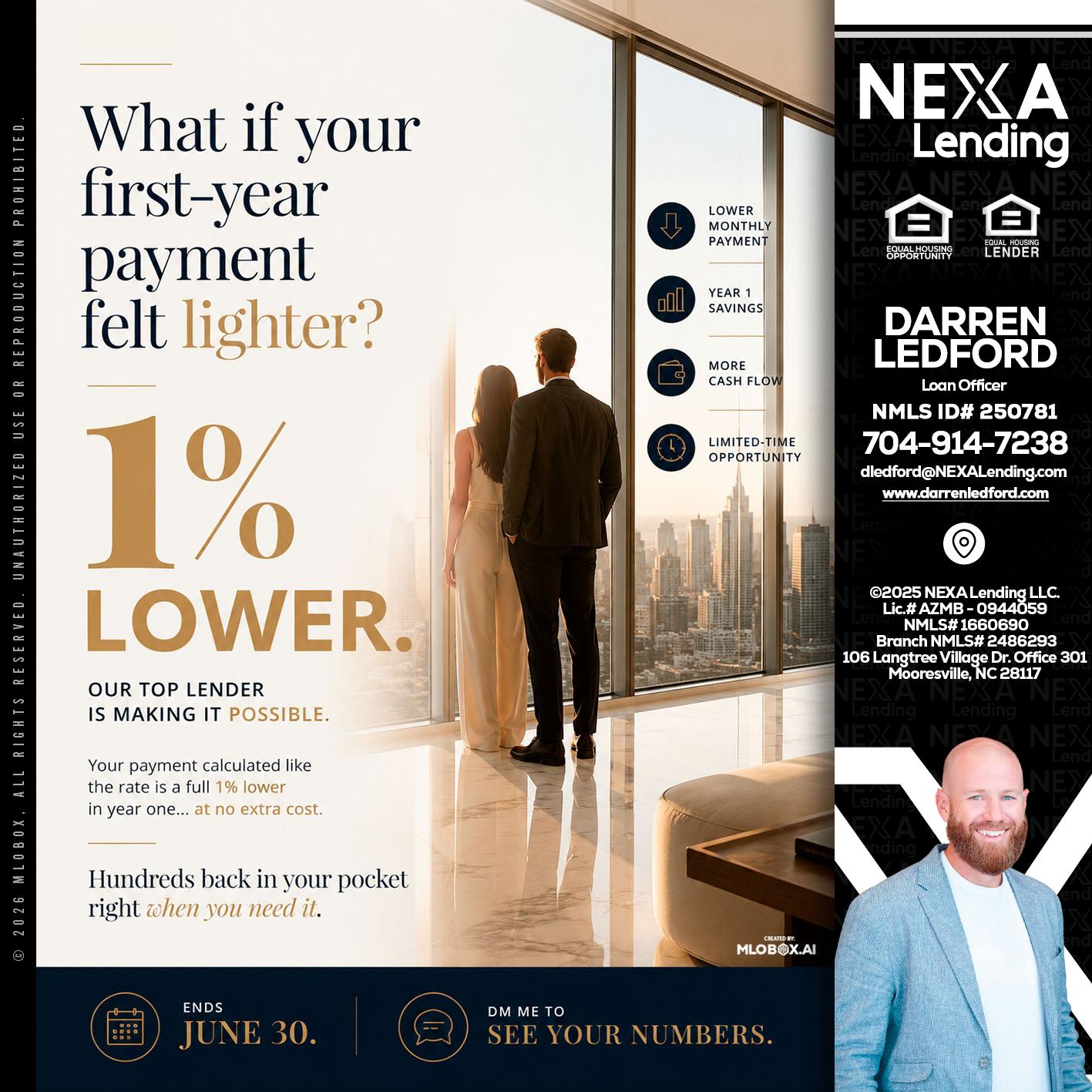 1% lower - Darren Ledford -Loan Officer