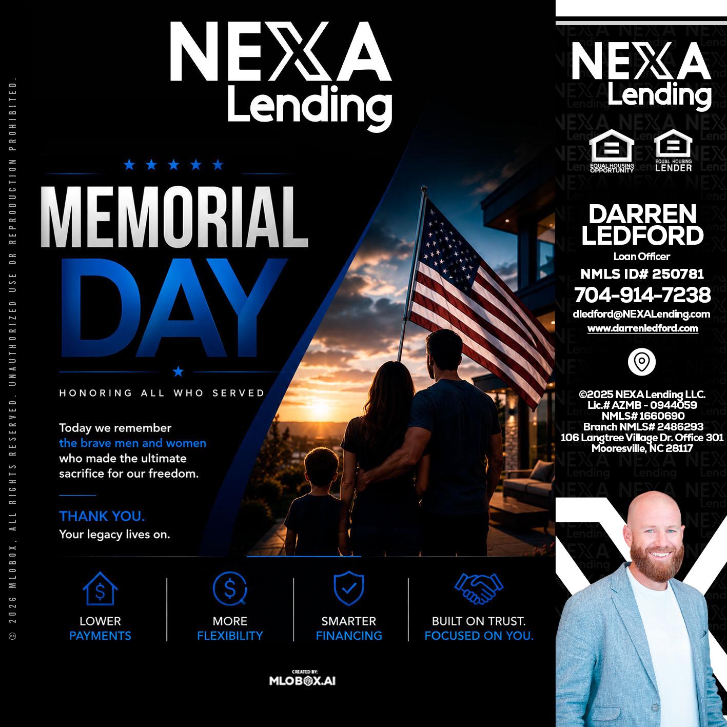 MEMORIAL DAY - Darren Ledford -Loan Officer