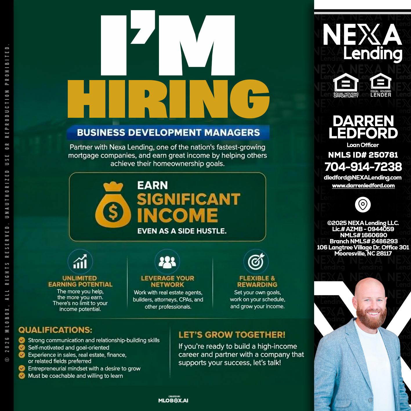 IM HIRING - Darren Ledford -Loan Officer