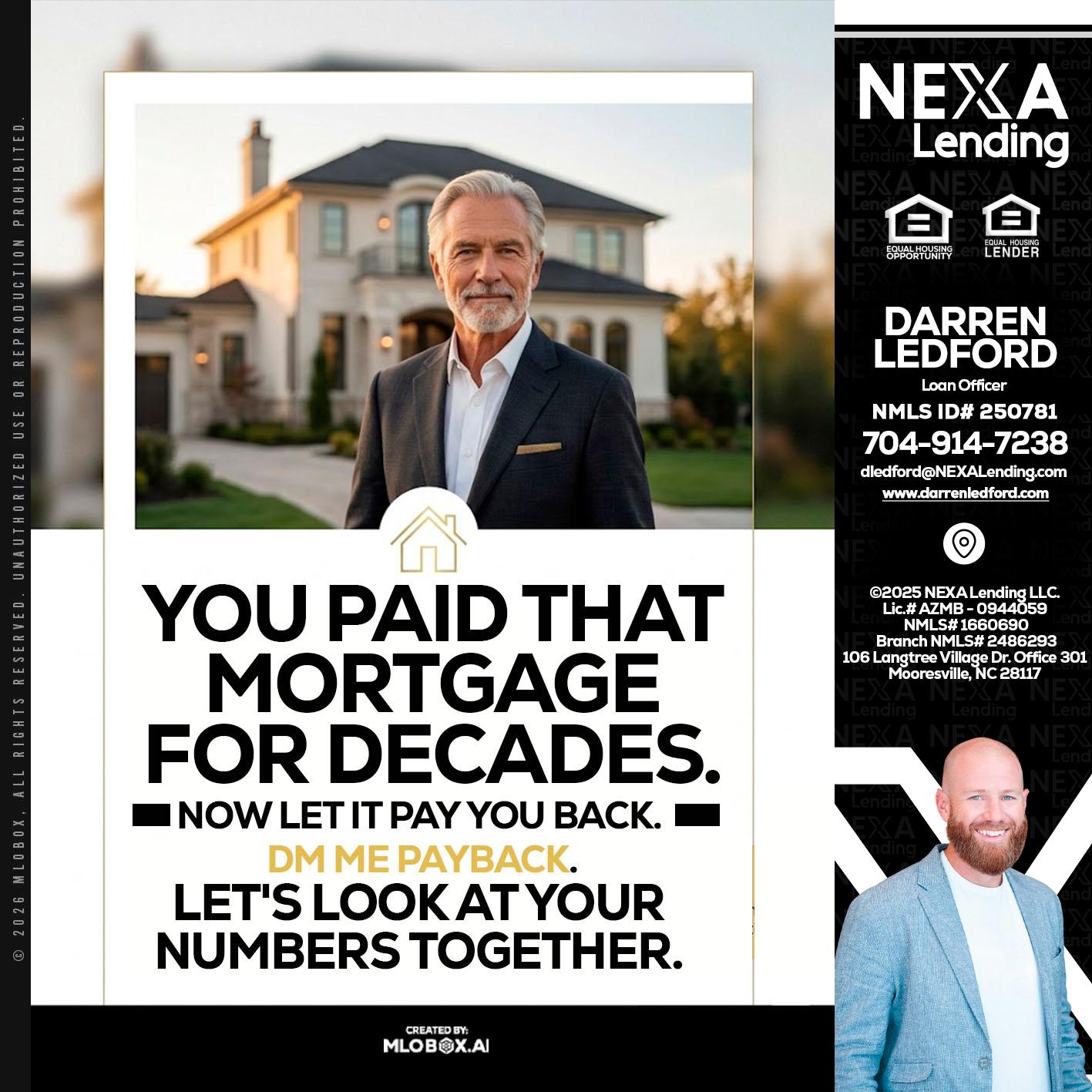 YOU PAID THAT MORTGAGE - Darren Ledford -Loan Officer